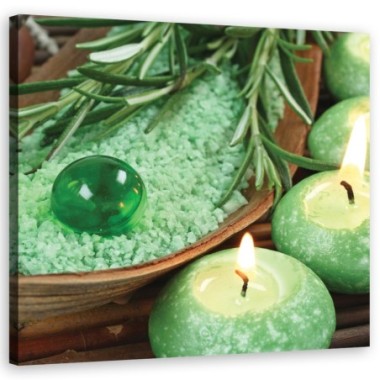 Quadro su tela, Candele spa turchesi - 50x50