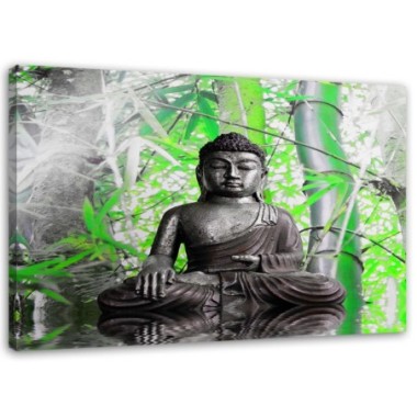 Stampa su tela, Buddha e foglie - 60x40
