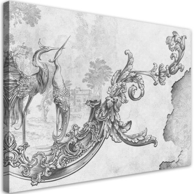 Quadro su tela, Uccelli selvatici e foglie su un...