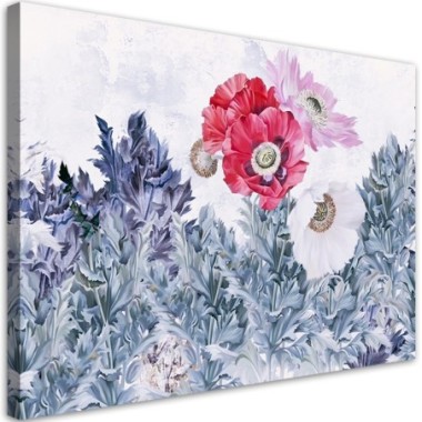 Quadro su tela, Poppies dipinti in giardino - 60x40