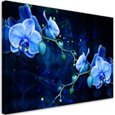 Quadro su tela, Fiore di orchidea blu - 60x40