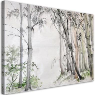 Quadro su tela, Foresta di alberi grigi dipinti - 60x40