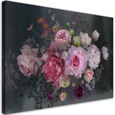 Quadro su tela, Bouquet di fiori vintage - 60x40