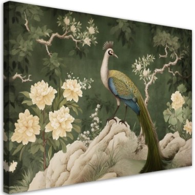 Canvas print, Oriental peacock green - 60x40