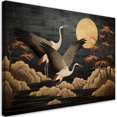 Canvas print, Peacocks against the moon - 60x40