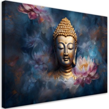 Canvas print, Buddha and Zen flowers - 60x40