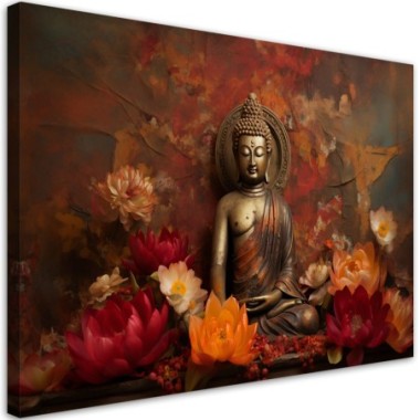 Canvas art print, Meditating Buddha and colourful...