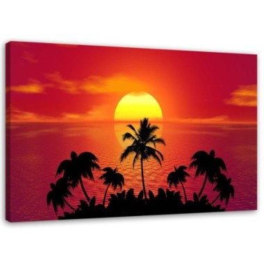 Quadro su tela, Palme tropicali al tramonto - 60x40