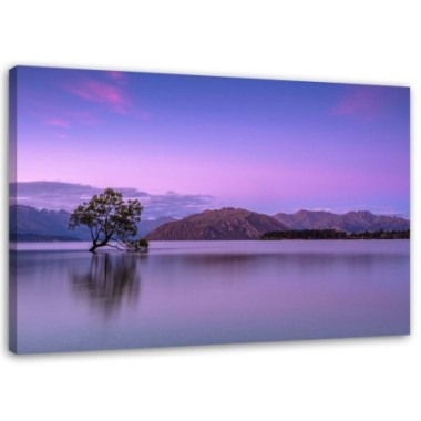 Quadro su tela, Paesaggio albero viola - 60x40