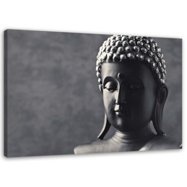 Quadro su tela, Buddha sfondo grigio - 60x40
