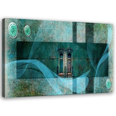 Quadro su tela, Windows Abstraction Turquoise - 60x40