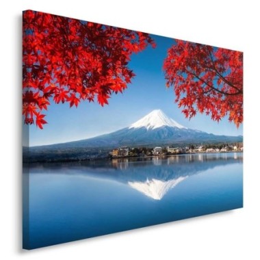 Quadro su tela, Giappone Montagna Fuji Rosso - 60x40