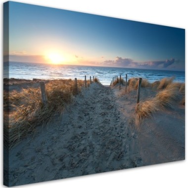 Quadro su tela, Spiaggia Mare Sabbia Tramonto - 60x40