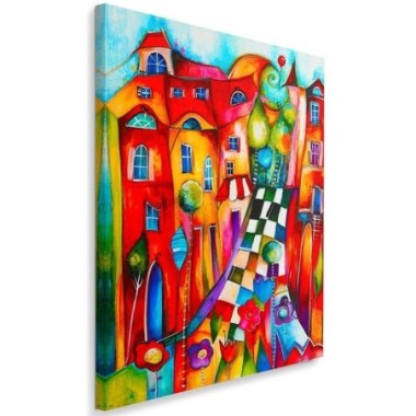Quadro su tela, Astratto cittÃ  colorata - 40x60