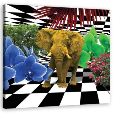 Quadro su tela, Elefante colorato - 50x50