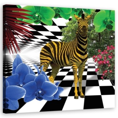 Quadro su tela, Animali colorati di natura zebra -...