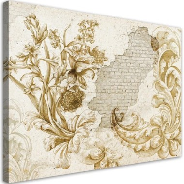 Quadro su tela, Affresco vegetale su intonaco che...