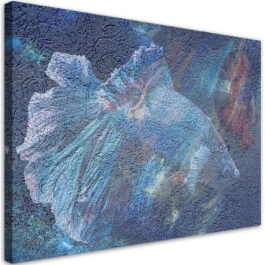 Quadro su tela, Astrazione di fiori blu - 60x40