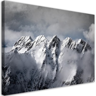 Quadro su tela, Mountain Peak in inverno - 60x40