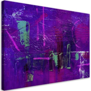 Quadro su tela, Astrazione dipinta a mano viola - 60x40