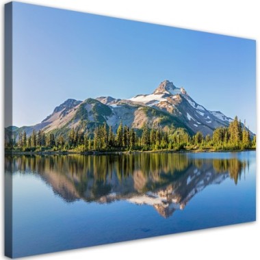 Quadro su tela, Paesaggio del lago di foresta - 60x40