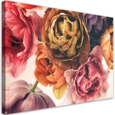 Quadro su tela, Un bouquet di fiori colorati - 60x40