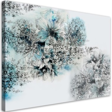 Quadro su tela, Astrazione dei fiori blu - 60x40