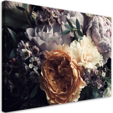 Quadro su tela, Fiori di bouquet peon pastello - 60x40