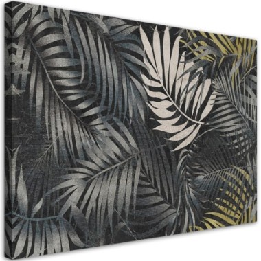 Quadro su tela, Foglie tropicali scure natura - 60x40
