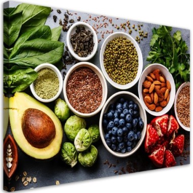 Quadro su tela, Verdure fresche e frutta - 60x40