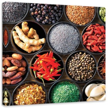 Quadro su tela, Spezie di cibo e cucina - 50x50