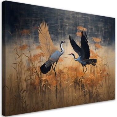 Canvas print, Crane Birds Abstract - 60x40