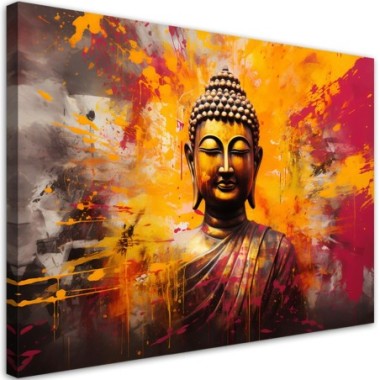 Canvas print, Buddha statue colourful abstract - 60x40
