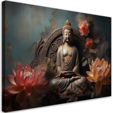 Canvas art print, Buddha Zen Flowers - 60x40