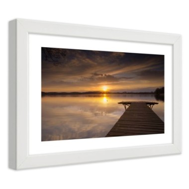 Quadro con cornice, Ponte su un lago - 60x40