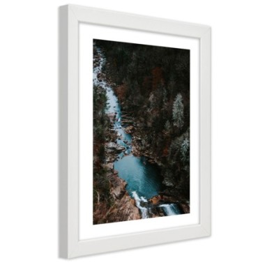 Quadro con cornice, Fiume nella foresta - 40x60