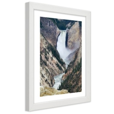 Quadro con cornice, Grande cascata in montagna - 40x60