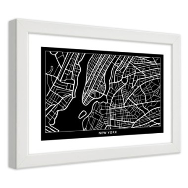 Quadro con cornice, Piano di New York - 60x40