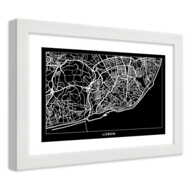 Quadro con cornice, Piano regolatore di Lisbona - 60x40