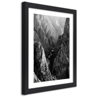 Quadro con cornice, Paesaggio montano in bianco e...