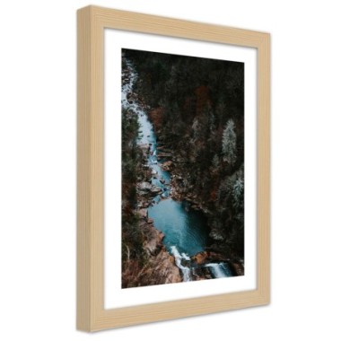 Quadro con cornice, Fiume nella foresta - 40x60
