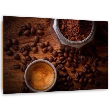 Quadro deco panel, Tazza di caffÃ¨ e chicchi - 60x40