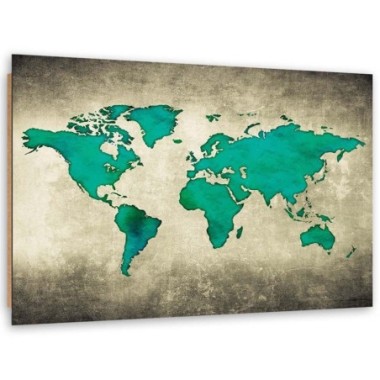 Quadro deco panel, Mappa del mondo verde - 60x40