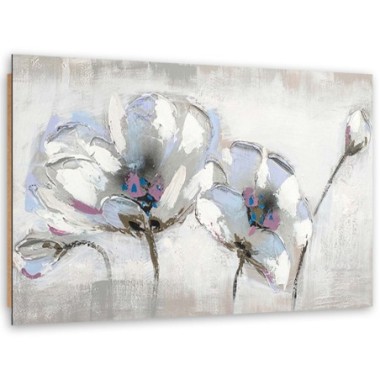 Quadro deco panel, Fiori dipinti in bianco - 60x40
