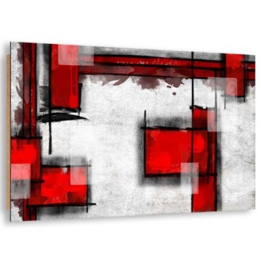 Quadro deco panel, Astrazione geometrica in rosso -...