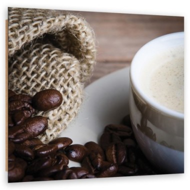 Quadro deco panel, Chicchi di caffÃ¨ e tazza - 50x50