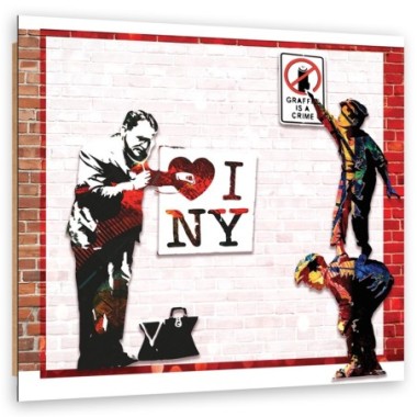 Quadro deco panel, Banksy and Love New York - 50x50