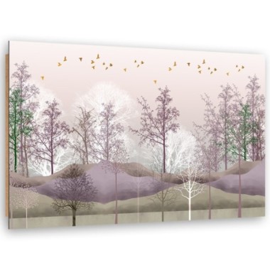 Quadro deco panel, Uccelli sopra la foresta - 60x40