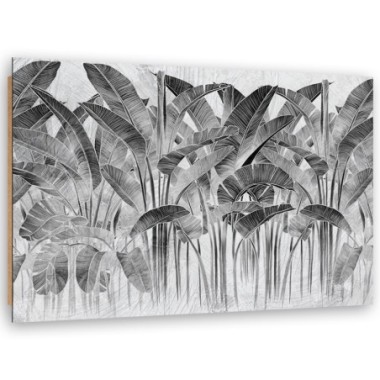 Quadro deco panel, Foglie di banana grigia - 60x40