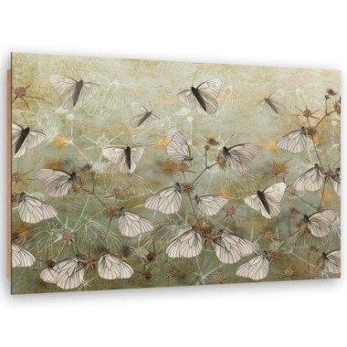 Quadro deco panel, Farfalle astratte nel prato - 60x40